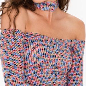 Long Sleeve Off Shoulder Choker Top